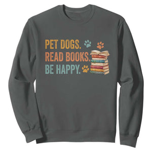 Retro Dog Book Lovers Sweatshirt Bookish Dog Mom Gift TS10 Dark Heather Print Your Wear