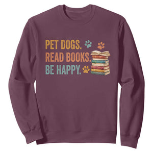 Retro Dog Book Lovers Sweatshirt Bookish Dog Mom Gift TS10 Maroon Print Your Wear