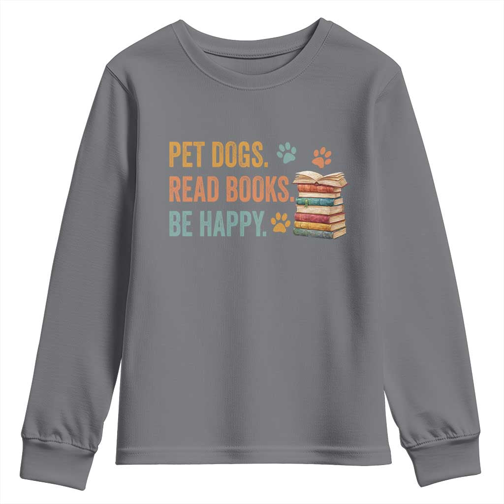 Retro Dog Book Lovers Youth Sweatshirt Bookish Dog Mom Gift TS10 Charcoal Print Your Wear