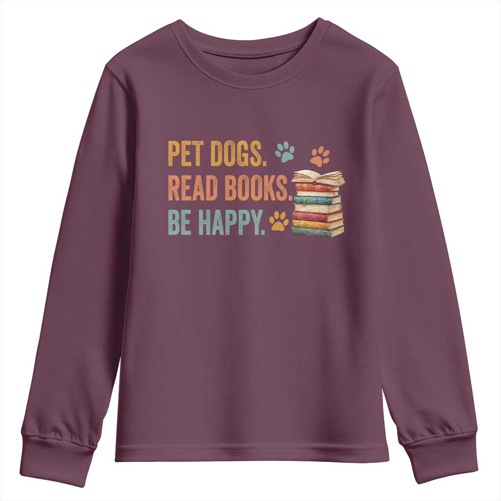 Retro Dog Book Lovers Youth Sweatshirt Bookish Dog Mom Gift TS10 Maroon Print Your Wear
