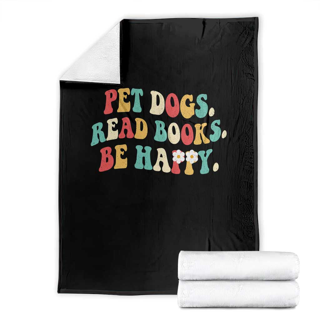 Dog Book Lover Throw Blanket Retro Groovy Flower Bookish Dog Mom Gift TS10 Black Print Your Wear