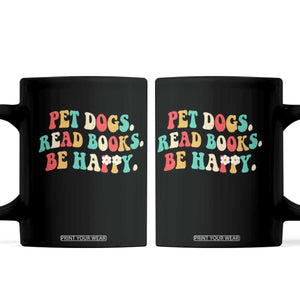 Dog Book Lover Coffee Mug Retro Groovy Flower Bookish Dog Mom Gift TS10 Black Print Your Wear