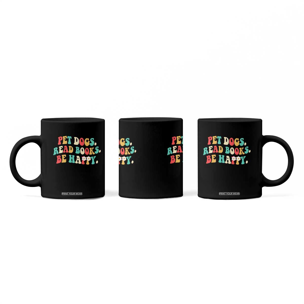 Dog Book Lover Coffee Mug Retro Groovy Flower Bookish Dog Mom Gift TS10 Print Your Wear