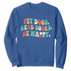 Dog Book Lover Sweatshirt Retro Groovy Flower Bookish Dog Mom Gift TS10 Royal Blue Print Your Wear