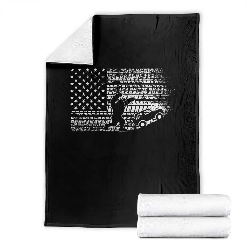 Bigfoot Offroad Car Throw Blanket Retro Sasquatch 4x4 UTV ATV Funny American Flag TS10 Black Print Your Wear