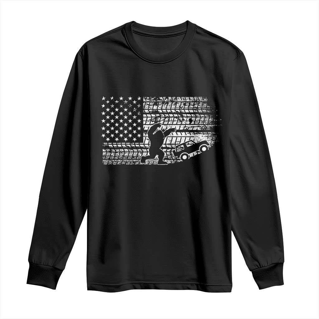 Bigfoot Offroad Car Long Sleeve Shirt Retro Sasquatch 4x4 UTV ATV Funny American Flag TS10 Black Print Your Wear