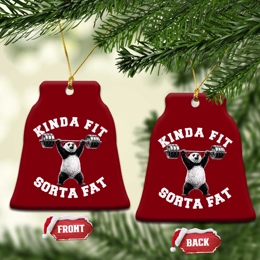 Funny Gym Ceramic Ornament Kinda Fit Sorta Fat Panda Weightlifting Workout TS10 Print Your Wear