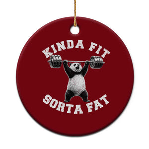 Funny Gym Ceramic Ornament Kinda Fit Sorta Fat Panda Weightlifting Workout TS10 1pc Red Print Your Wear