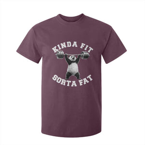 Funny Gym T Shirt For Kid Kinda Fit Sorta Fat Panda Weightlifting Workout TS10 Maroon Print Your Wear