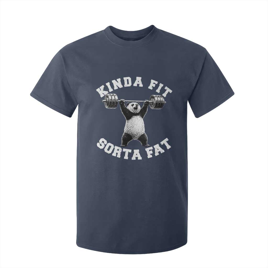 Funny Gym T Shirt For Kid Kinda Fit Sorta Fat Panda Weightlifting Workout TS10 Navy Print Your Wear