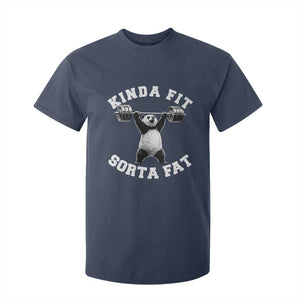Funny Gym T Shirt For Kid Kinda Fit Sorta Fat Panda Weightlifting Workout TS10 Navy Print Your Wear