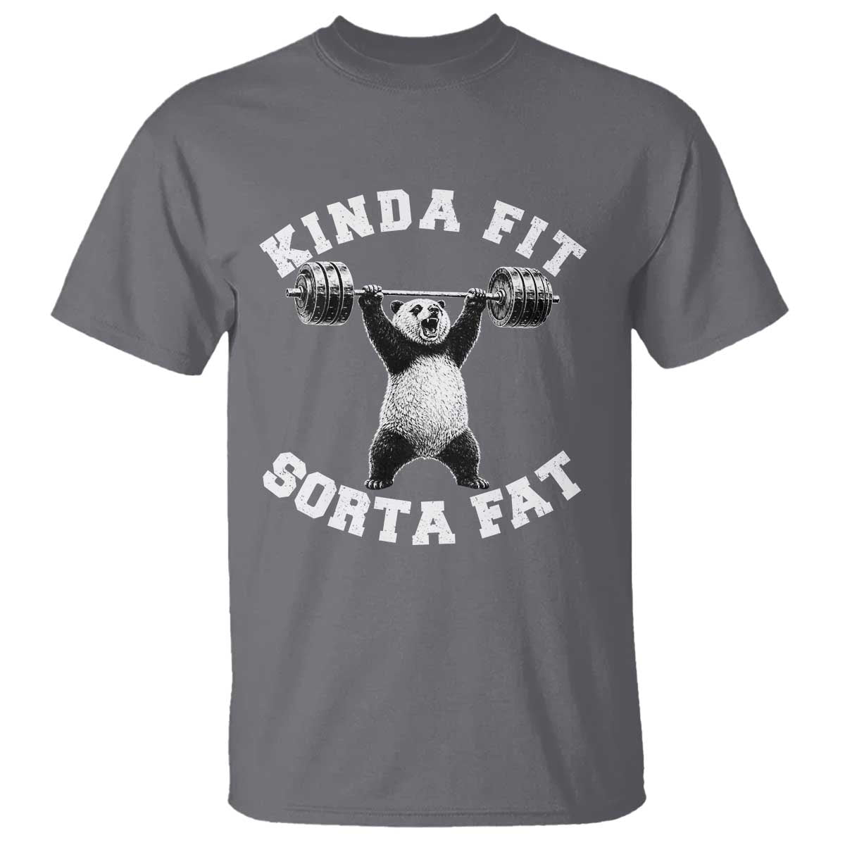 Funny Gym T Shirt Kinda Fit Sorta Fat Panda Weightlifting Workout TS10 Charcoal Print Your Wear