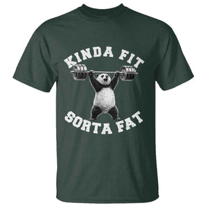 Funny Gym T Shirt Kinda Fit Sorta Fat Panda Weightlifting Workout TS10 Dark Forest Green Print Your Wear