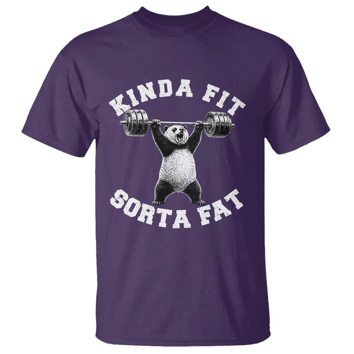 Funny Gym T Shirt Kinda Fit Sorta Fat Panda Weightlifting Workout TS10 Purple Print Your Wear
