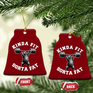 Funny Gym Ceramic Ornament Kinda Fit Sorta Fat Bear Weightlifting Workout TS10 Print Your Wear