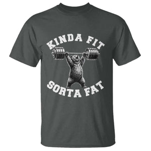 Funny Gym T Shirt Kinda Fit Sorta Fat Bear Weightlifting Workout TS10 Dark Heather Print Your Wear