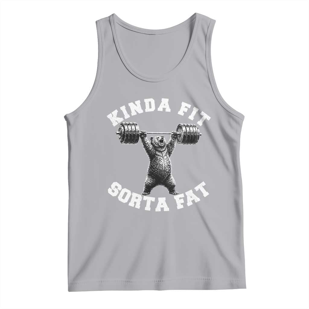 Funny Gym Tank Top Kinda Fit Sorta Fat Bear Weightlifting Workout TS10 Athletic Heather Print Your Wear