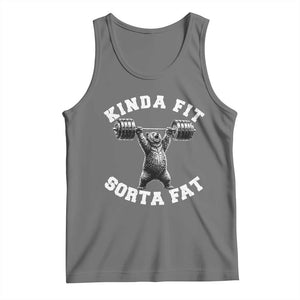 Funny Gym Tank Top Kinda Fit Sorta Fat Bear Weightlifting Workout TS10 Black Heather Print Your Wear