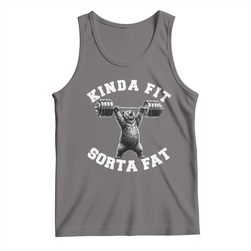 Funny Gym Tank Top Kinda Fit Sorta Fat Bear Weightlifting Workout TS10 Deep Heather Print Your Wear