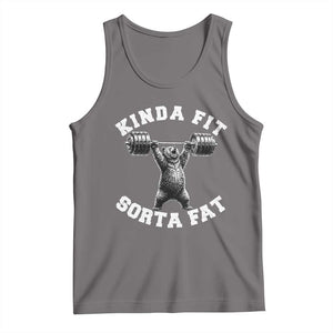 Funny Gym Tank Top Kinda Fit Sorta Fat Bear Weightlifting Workout TS10 Deep Heather Print Your Wear