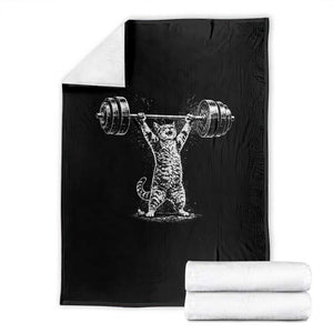 Funny Cat Gym Throw Blanket Weightlifting Workout TS10 Black Print Your Wear