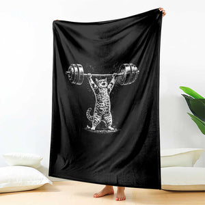 Funny Cat Gym Throw Blanket Weightlifting Workout TS10 Print Your Wear