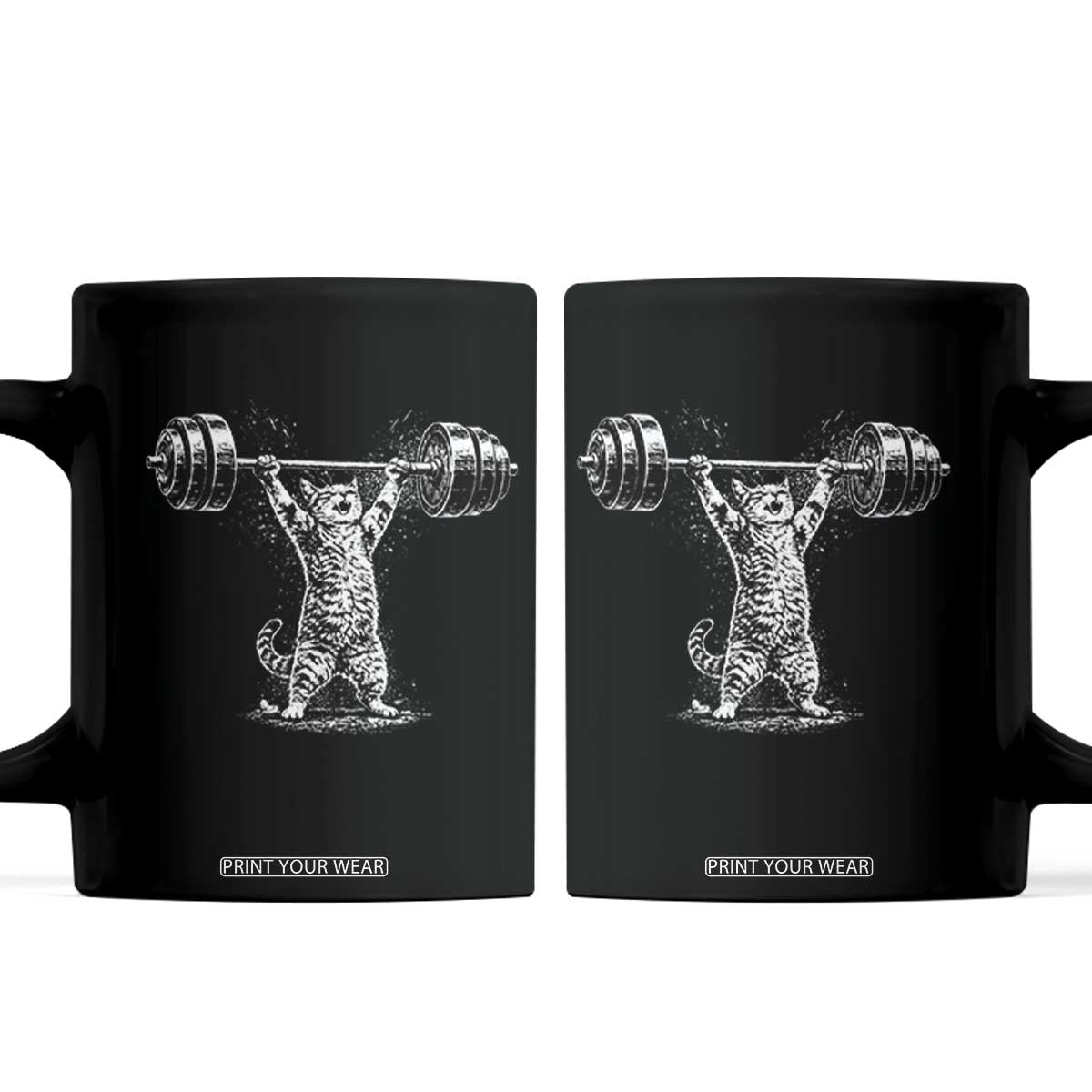 Funny Cat Gym Coffee Mug Weightlifting Workout TS10 Black Print Your Wear