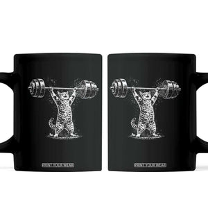 Funny Cat Gym Coffee Mug Weightlifting Workout TS10 Black Print Your Wear