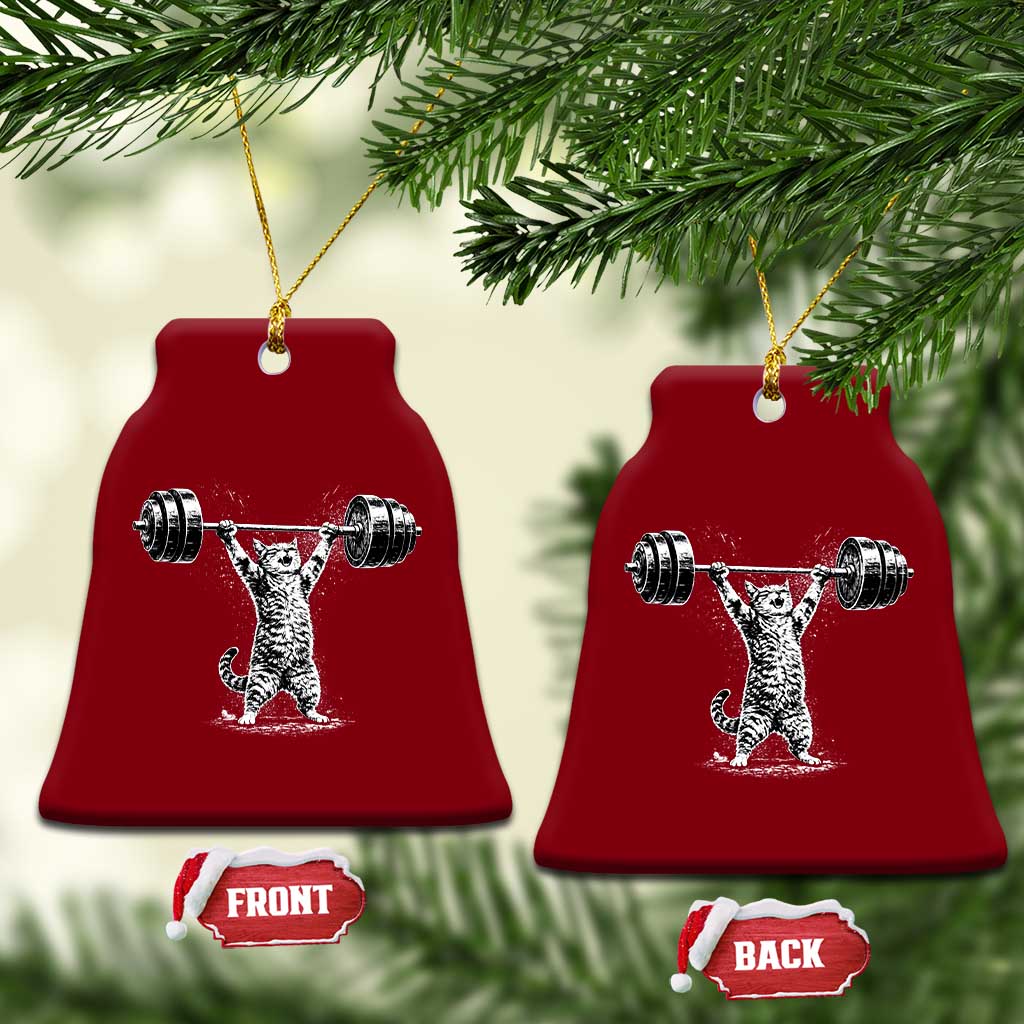 Funny Cat Gym Ceramic Ornament Weightlifting Workout TS10 Print Your Wear