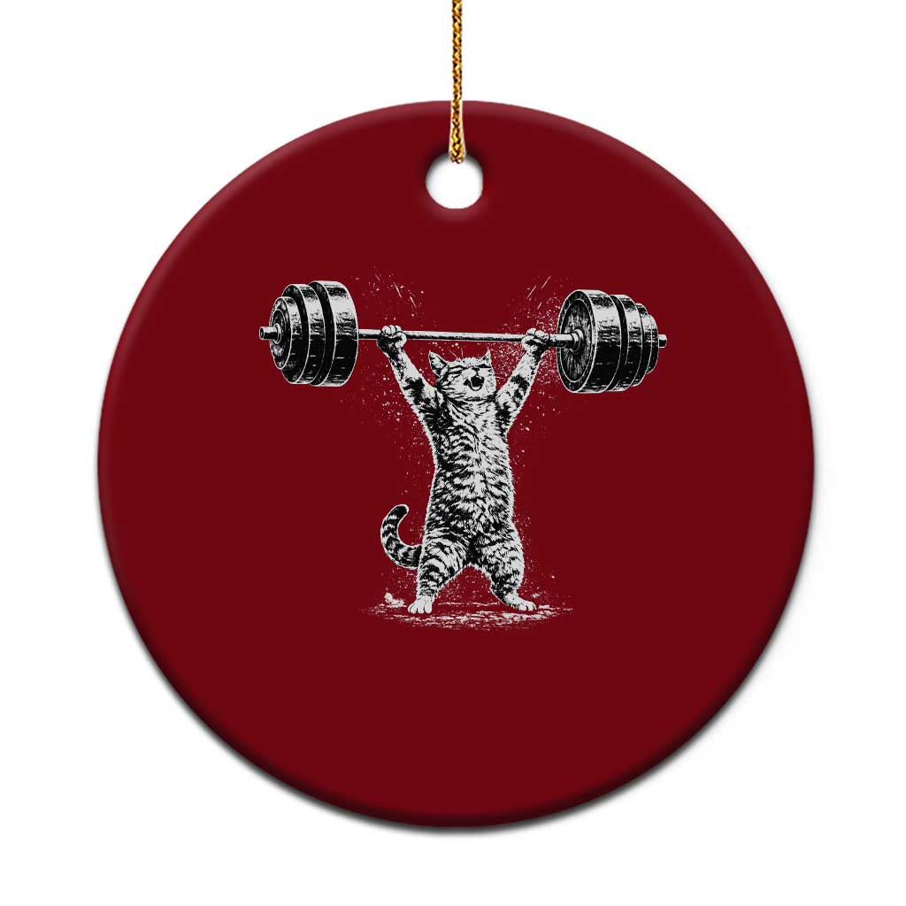 Funny Cat Gym Ceramic Ornament Weightlifting Workout TS10 1pc Red Print Your Wear