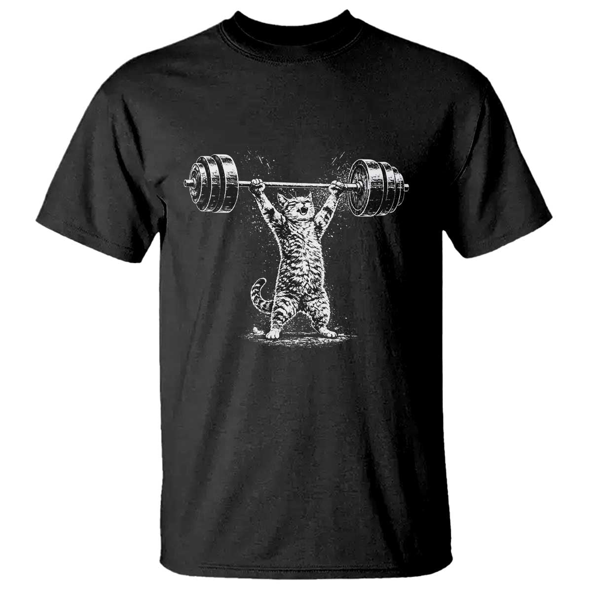 Funny Cat Gym T Shirt - Weightlifting Workout Cat Humor Fitness Tee TS10 Black Print Your Wear