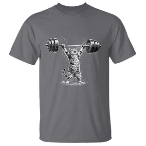 Funny Cat Gym T Shirt - Weightlifting Workout Cat Humor Fitness Tee TS10 Charcoal Print Your Wear