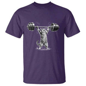 Funny Cat Gym T Shirt - Weightlifting Workout Cat Humor Fitness Tee TS10 Purple Print Your Wear