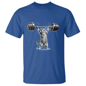 Funny Cat Gym T Shirt - Weightlifting Workout Cat Humor Fitness Tee TS10 Royal Blue Print Your Wear