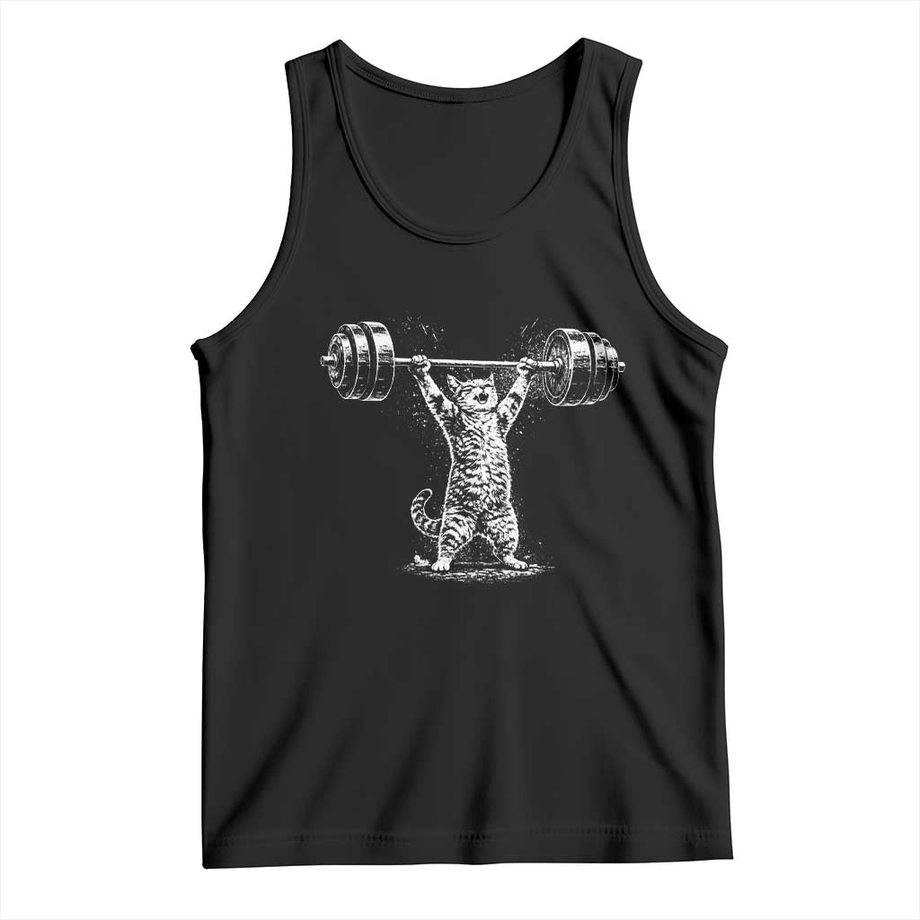 Funny Cat Gym Tank Top Weightlifting Workout TS10 Black Print Your Wear