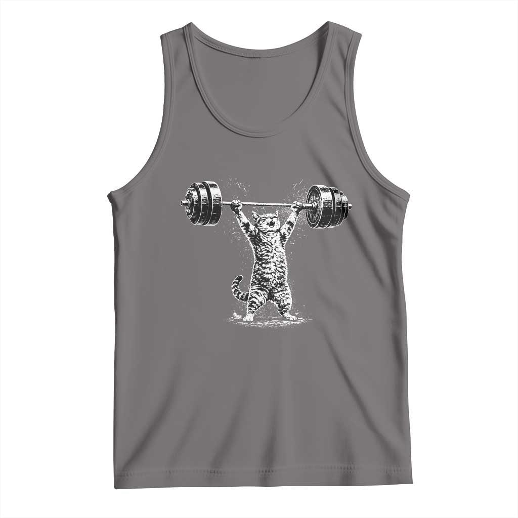 Funny Cat Gym Tank Top Weightlifting Workout TS10 Deep Heather Print Your Wear