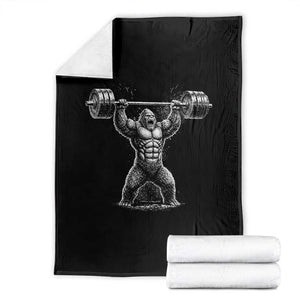Funny Gym Bigfoot Throw Blanket Weightlifting Workout TS10 Black Print Your Wear