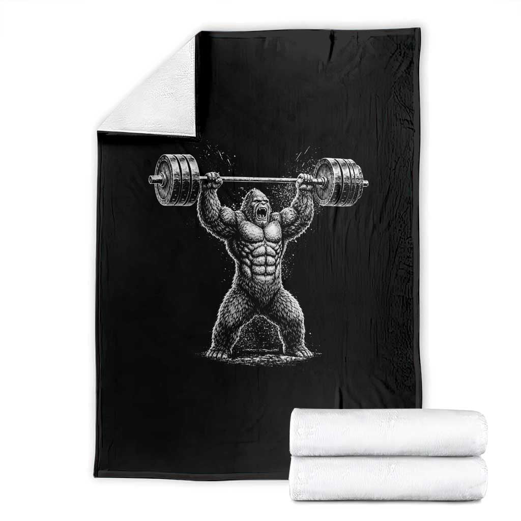 Funny Gym Bigfoot Throw Blanket Weightlifting Workout TS10 Black Print Your Wear