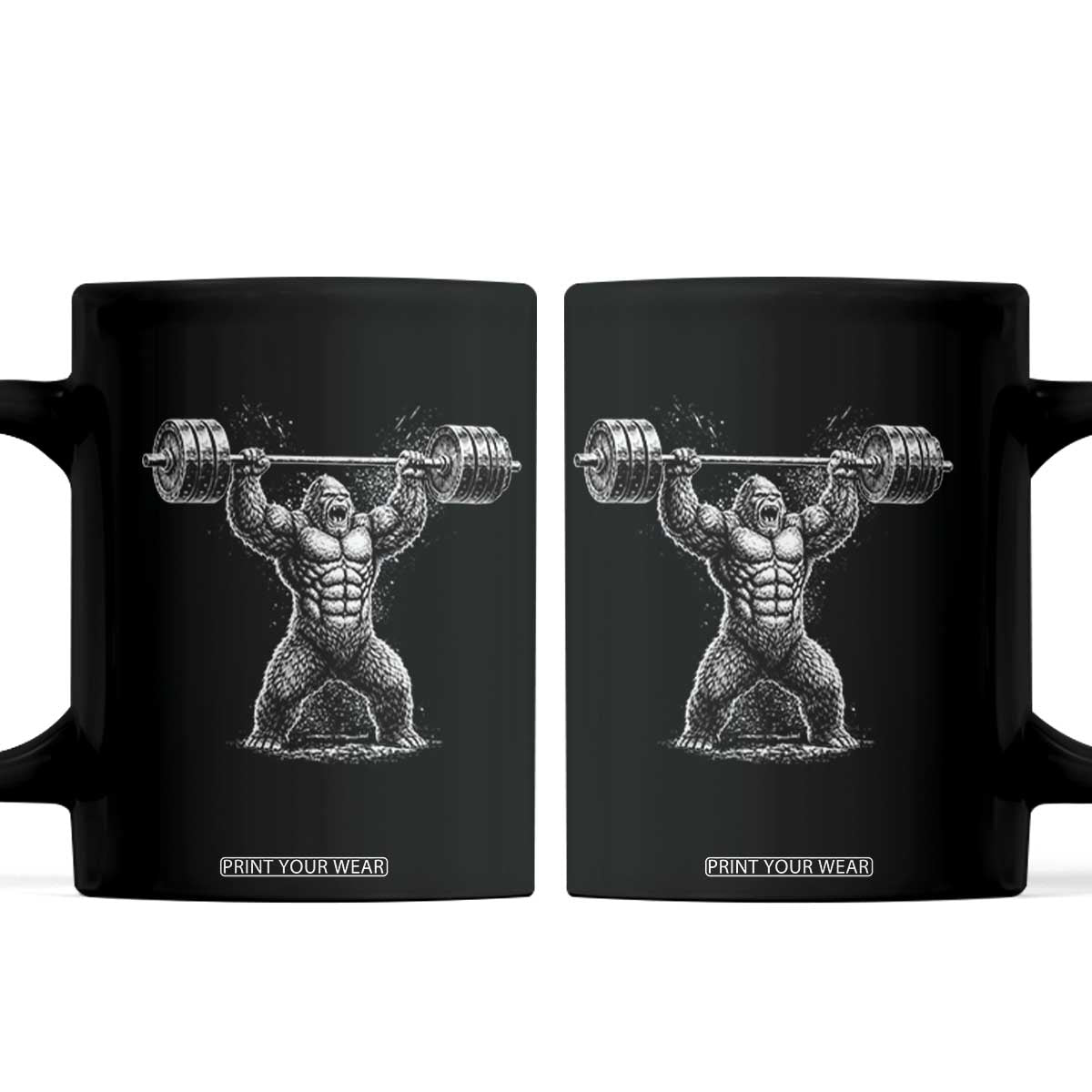 Funny Gym Bigfoot Coffee Mug Weightlifting Workout TS10 Black Print Your Wear
