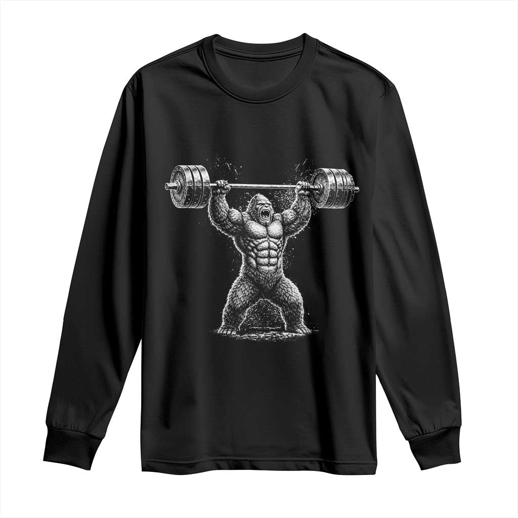 Funny Gym Bigfoot Long Sleeve Shirt Weightlifting Workout TS10 Black Print Your Wear