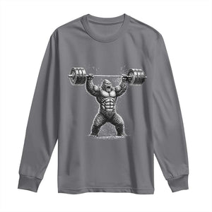 Funny Gym Bigfoot Long Sleeve Shirt Weightlifting Workout TS10 Charcoal Print Your Wear