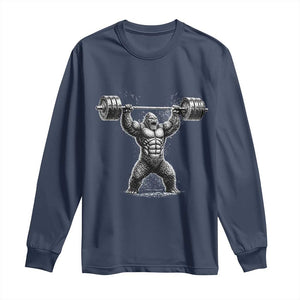 Funny Gym Bigfoot Long Sleeve Shirt Weightlifting Workout TS10 Navy Print Your Wear