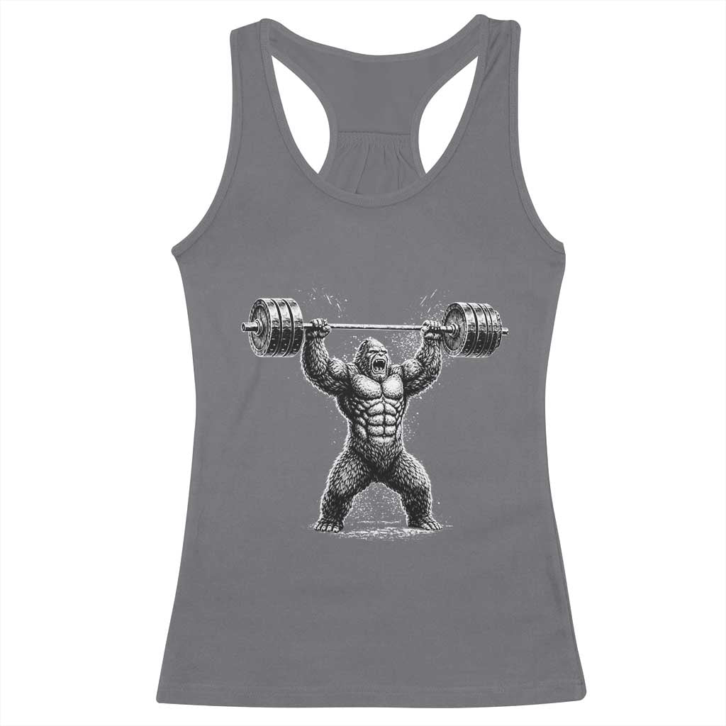 Funny Gym Bigfoot Racerback Tank Top Weightlifting Workout TS10 Charcoal Print Your Wear