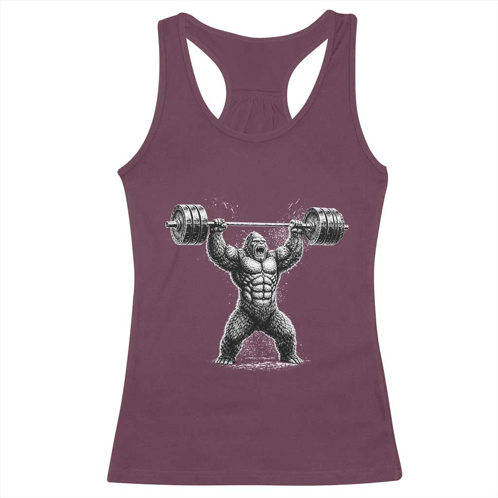 Funny Gym Bigfoot Racerback Tank Top Weightlifting Workout TS10 Maroon Print Your Wear