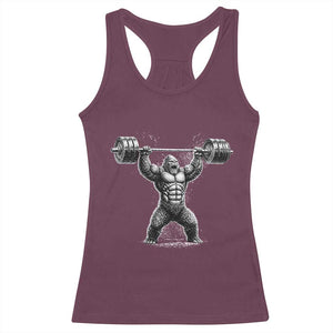 Funny Gym Bigfoot Racerback Tank Top Weightlifting Workout TS10 Maroon Print Your Wear