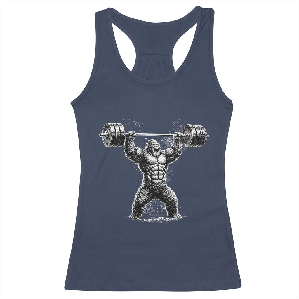 Funny Gym Bigfoot Racerback Tank Top Weightlifting Workout TS10 Navy Print Your Wear