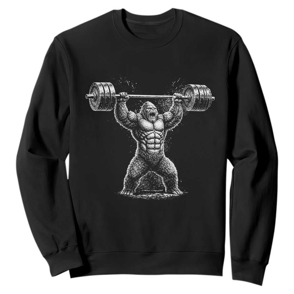 Funny Gym Bigfoot Sweatshirt Weightlifting Workout TS10 Black Print Your Wear