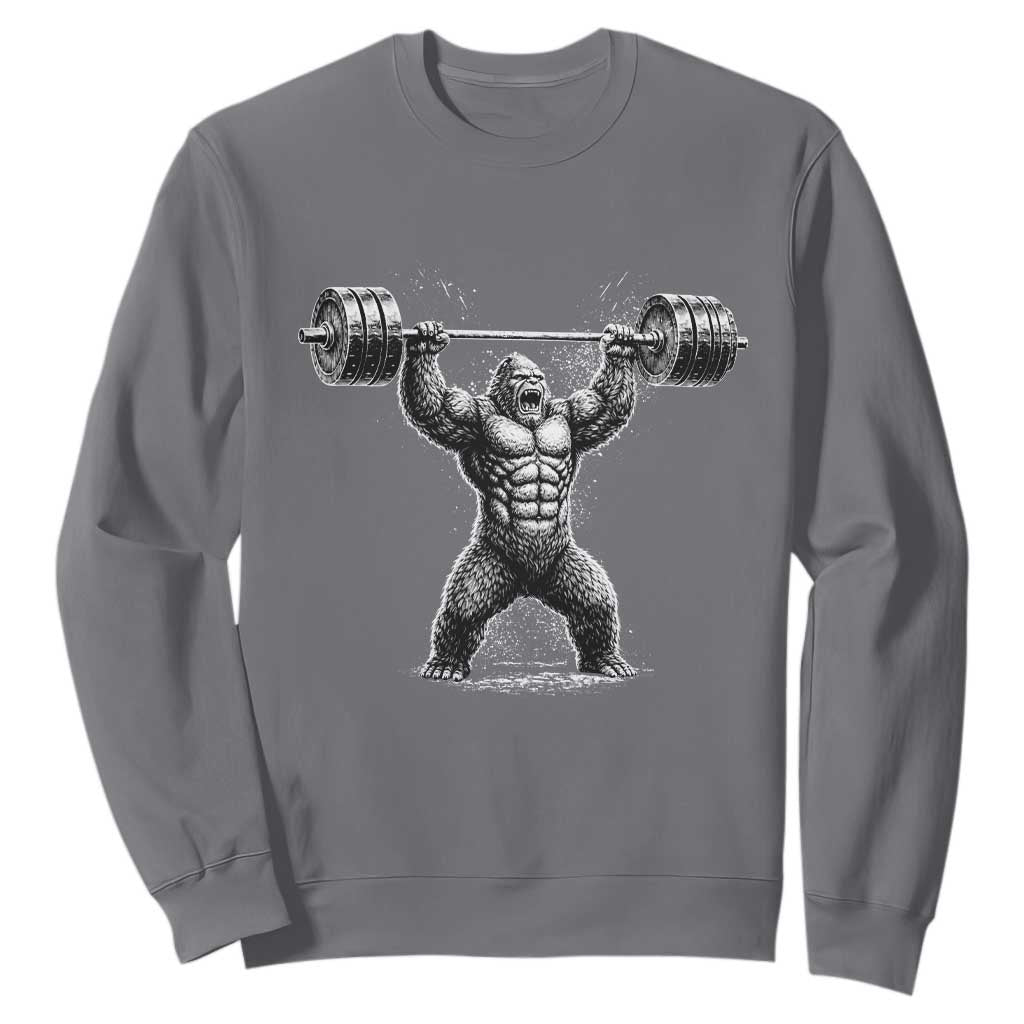 Funny Gym Bigfoot Sweatshirt Weightlifting Workout TS10 Charcoal Print Your Wear