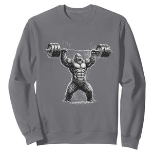 Funny Gym Bigfoot Sweatshirt Weightlifting Workout TS10 Charcoal Print Your Wear