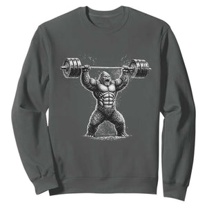 Funny Gym Bigfoot Sweatshirt Weightlifting Workout TS10 Dark Heather Print Your Wear